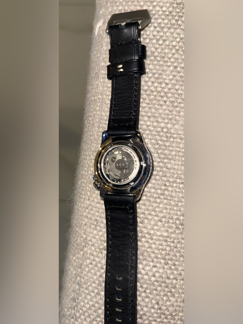 Seiko Black Dial Watch with Black Leather Strap and Silver Accents - Picture 3 of 4